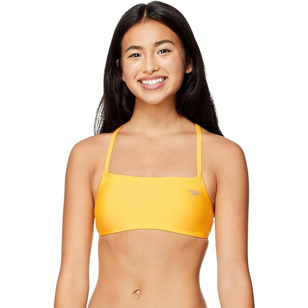 NEW Speedo Women's Swimsuit Top Bikini Strappy Back Demi LARGE